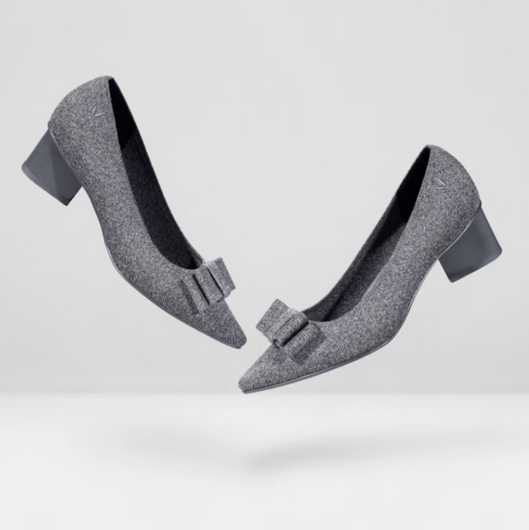 vivaia Shoes - VIVAIA Titli Pointed Toe Bow Detail Low Heels Grey Sz 38 / 7 Sustainable